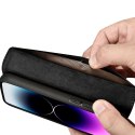 2W1 ETUI SKÓRZANY POKROWIEC Z KLAPKĄ IPHONE 14 PRO ANTI-RFID WALLET CASE CZARNY