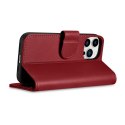 2W1 ETUI SKÓRZANY POKROWIEC Z KLAPKĄ IPHONE 14 PRO ANTI-RFID WALLET CASE CZERWONY