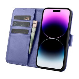 2W1 ETUI SKÓRZANY POKROWIEC Z KLAPKĄ IPHONE 14 PRO ANTI-RFID WALLET CASE JASNOFIOLETOWY