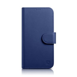 2W1 ETUI SKÓRZANY POKROWIEC Z KLAPKĄ IPHONE 14 PRO ANTI-RFID WALLET CASE NIEBIESKI