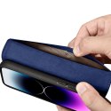 2W1 ETUI SKÓRZANY POKROWIEC Z KLAPKĄ IPHONE 14 PRO MAX ANTI-RFID WALLET CASE NIEBIESKI