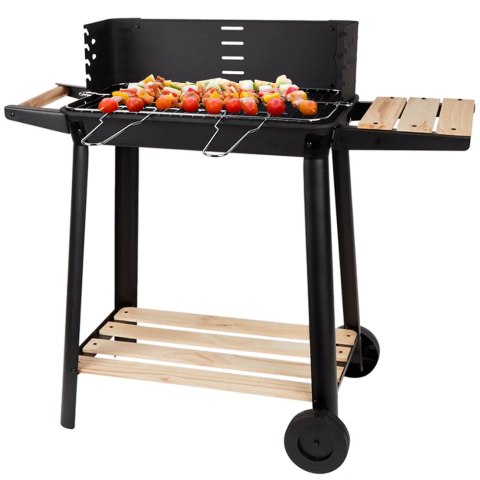 Grill ogrodowy duży węglowy bbq regulowany ruszt półki koła przenośny Grill ogrodowy duży węglowy bbq regulowany ruszt półki koła przenośny