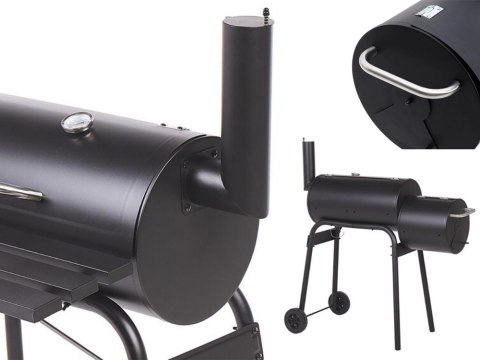 Grill ogrodowy duży węglowy beczka bbq wędzarnia z pokrywą ruszt półka koła Grill ogrodowy duży węglowy beczka bbq wędzarnia z pokrywą ruszt półka koła