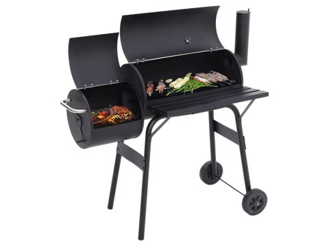 Grill ogrodowy duży węglowy beczka bbq wędzarnia z pokrywą ruszt półka koła Grill ogrodowy duży węglowy beczka bbq wędzarnia z pokrywą ruszt półka koła