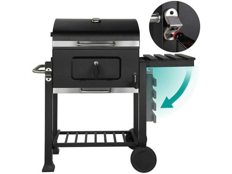 Grill węglowy ogrodowy dwa ruszty termometr pokrywa półka popielnik duży Grill węglowy ogrodowy dwa ruszty termometr pokrywa półka popielnik duży