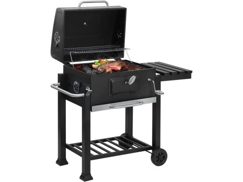 Grill węglowy ogrodowy dwa ruszty termometr pokrywa półka popielnik duży Grill węglowy ogrodowy dwa ruszty termometr pokrywa półka popielnik duży