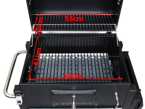 Grill węglowy ogrodowy dwa ruszty termometr pokrywa półka popielnik duży Grill węglowy ogrodowy dwa ruszty termometr pokrywa półka popielnik duży