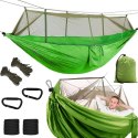 Hamak ogrodowy dwuosobowy turystyczny z moskitierą survival 250x140 wygodny
