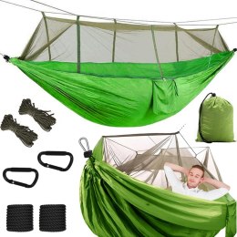 Hamak ogrodowy dwuosobowy turystyczny z moskitierą survival 250x140 wygodny