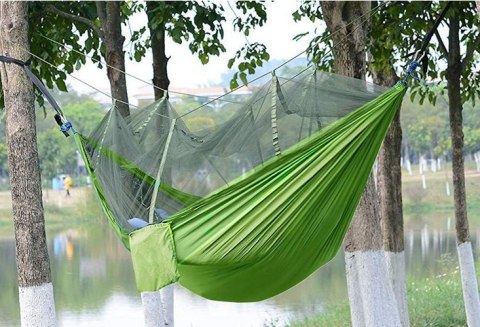 Hamak ogrodowy dwuosobowy turystyczny z moskitierą survival 250x140 wygodny Hamak ogrodowy dwuosobowy turystyczny z moskitierą survival 250x140 wygodny