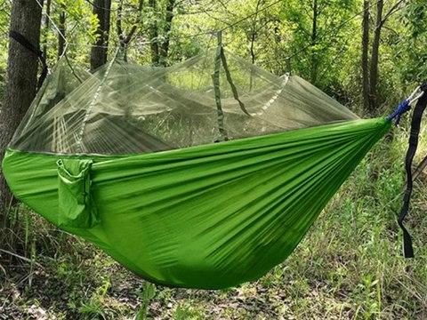 Hamak ogrodowy dwuosobowy turystyczny z moskitierą survival 250x140 wygodny Hamak ogrodowy dwuosobowy turystyczny z moskitierą survival 250x140 wygodny