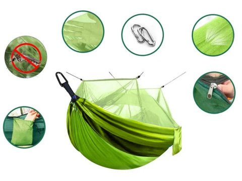 Hamak ogrodowy dwuosobowy turystyczny z moskitierą survival 250x140 wygodny Hamak ogrodowy dwuosobowy turystyczny z moskitierą survival 250x140 wygodny