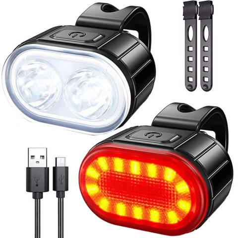 Lampka rowerowa światło przód tył led na rower kierownicę mocna usb jasna Lampka rowerowa światło przód tył led na rower kierownicę mocna usb jasna