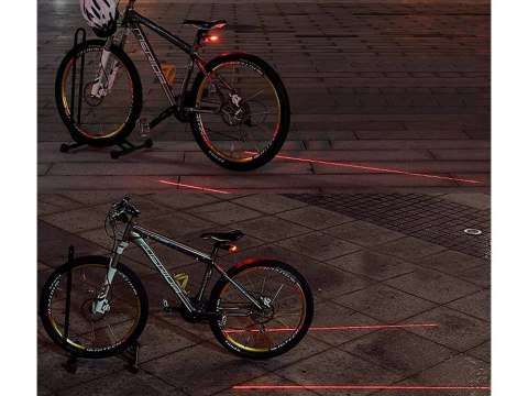 Lampka rowerowa tylna laserowa 5 led laser linia oświetlenie tylnie drogi Lampka rowerowa tylna laserowa 5 led laser linia oświetlenie tylnie drogi