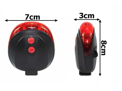 Lampka rowerowa tylna laserowa 5 led laser linia oświetlenie tylnie drogi Lampka rowerowa tylna laserowa 5 led laser linia oświetlenie tylnie drogi