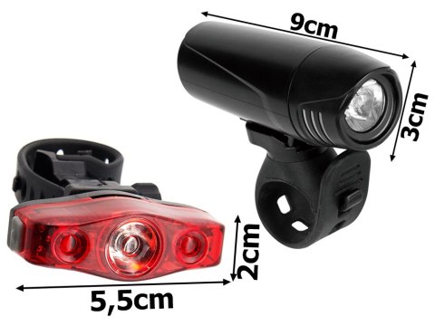 Lampka rowerowa zestaw przód + tył led do roweru na rower kierownicę mocna Lampka rowerowa zestaw przód + tył led do roweru na rower kierownicę mocna