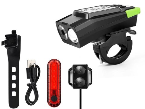 Lampka rowerowa przednia tylna led licznik bezprzewodowy klakson głośny 3w1 Lampka rowerowa przednia tylna led licznik bezprzewodowy klakson głośny 3w1