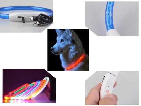 Obroża świecąca led dla psa i kota wodoodprna regulowana regulacja 47cm usb Obroża świecąca led dla psa i kota wodoodprna regulowana regulacja 47cm usb