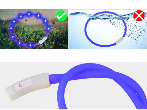 Obroża świecąca led dla psa i kota wodoodprna regulowana regulacja 47cm usb Obroża świecąca led dla psa i kota wodoodprna regulowana regulacja 47cm usb