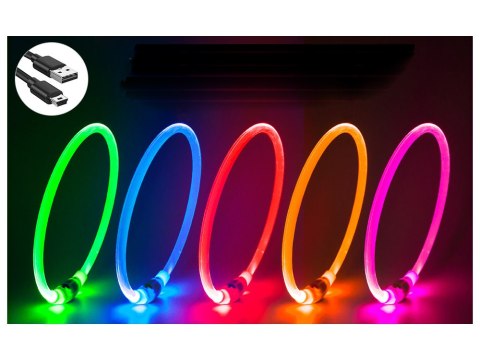 Obroża świecąca led dla psa i kota wodoodprna regulowana regulacja 47cm usb Obroża świecąca led dla psa i kota wodoodprna regulowana regulacja 47cm usb