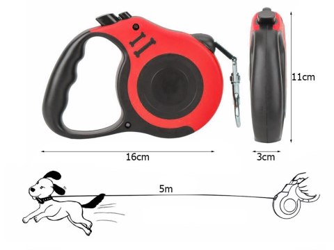 Smycz automatyczna dla psa taśma z blokadą mocna lekka zwijana 5m 15kg Smycz automatyczna dla psa taśma z blokadą mocna lekka zwijana 5m 15kg