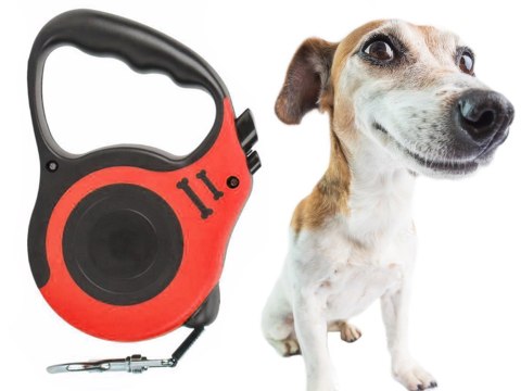 Smycz automatyczna dla psa taśma z blokadą mocna lekka zwijana 5m 15kg Smycz automatyczna dla psa taśma z blokadą mocna lekka zwijana 5m 15kg