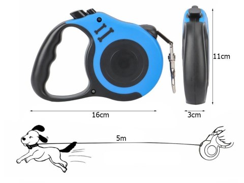 Smycz automatyczna dla psa taśma z blokadą mocna lekka zwijana 5m 15kg Smycz automatyczna dla psa taśma z blokadą mocna lekka zwijana 5m 15kg