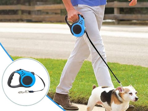Smycz automatyczna dla psa taśma z blokadą mocna lekka zwijana 5m 15kg Smycz automatyczna dla psa taśma z blokadą mocna lekka zwijana 5m 15kg