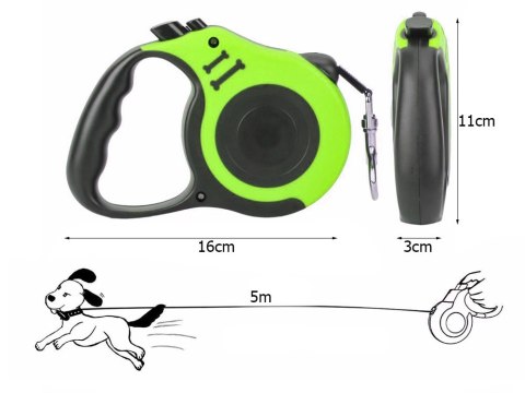Smycz automatyczna dla psa taśma z blokadą mocna lekka zwijana 5m 15kg Smycz automatyczna dla psa taśma z blokadą mocna lekka zwijana 5m 15kg