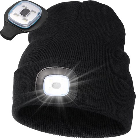 CZAPKA ZIMOWA JESIENNA Z LATARKĄ LAMPKĄ LED CZARNA USB 3 TRYBY ŚWIECENIA CZAPKA ZIMOWA JESIENNA Z LATARKĄ LAMPKĄ LED CZARNA USB 3 TRYBY ŚWIECENIA