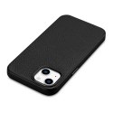 SKÓRZANE ETUI IPHONE 14 PLUS MAGNETYCZNE Z MAGSAFE LITCHI PREMIUM LEATHER CASE CZARNY