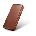 SKÓRZANE ETUI IPHONE 14 PLUS Z KLAPKĄ MAGNETYCZNE MAGSAFE CE OIL WAX PREMIUM LEATHER BRĄZOWY