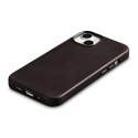 SKÓRZANE ETUI IPHONE 14 MAGNETYCZNE Z MAGSAFE OIL WAX PREMIUM LEATHER CASE CIEMNY BRĄZ