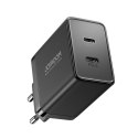 SZYBKA ŁADOWARKA SIECIOWA 40W 2X USB-C QC PD CZARNA