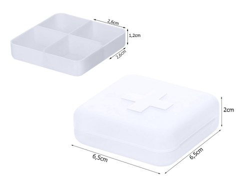 Pojemnik pudełko kasetka na leki suplementy tabletki podróżny 4 przegródki Pojemnik pudełko kasetka na leki suplementy tabletki podróżny 4 przegródki