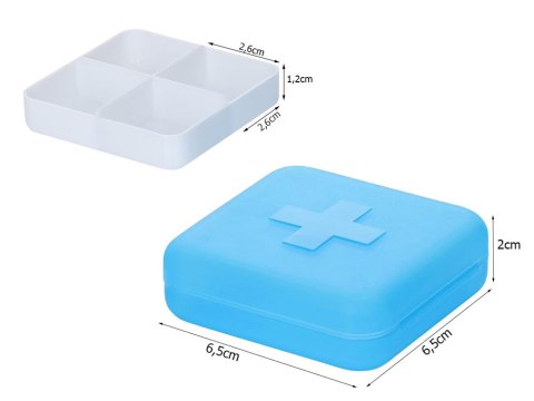 Pojemnik pudełko kasetka na leki suplementy tabletki podróżny 4 przegródki Pojemnik pudełko kasetka na leki suplementy tabletki podróżny 4 przegródki