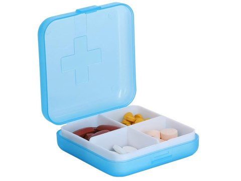 Pojemnik pudełko kasetka na leki suplementy tabletki podróżny 4 przegródki Pojemnik pudełko kasetka na leki suplementy tabletki podróżny 4 przegródki