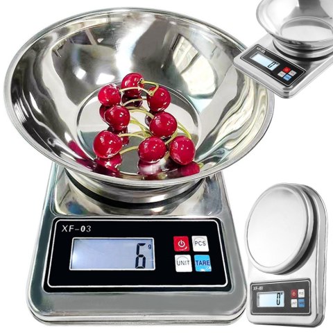 Elektroniczna waga kuchenna z misą 5kg/1g cyfrowa precyzyjna metalowa Elektroniczna waga kuchenna z misą 5kg/1g cyfrowa precyzyjna metalowa