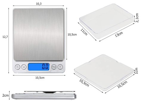 Waga jubilerska kuchenna 2000g 2kg lcd cyfrowa 0,1g precyzyjna gramowa Waga jubilerska kuchenna 2000g 2kg lcd cyfrowa 0,1g precyzyjna gramowa