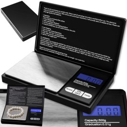 Waga kieszonkowa jubilerska 500g/0,01g precyzyjna gramowa elektroniczna