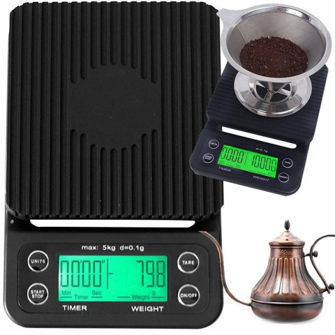 Waga kuchenna do parzenia kawy elektroniczna dokładna stoper tara 5kg 0,1g Waga kuchenna do parzenia kawy elektroniczna dokładna stoper tara 5kg 0,1g