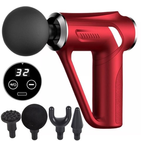 Pistolet do masażu pleców ciała nóg masażer mocny massage gun 4 końcówki Pistolet do masażu pleców ciała nóg masażer mocny massage gun 4 końcówki