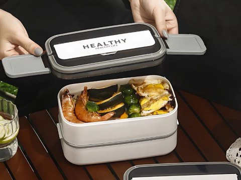 Śniadaniówka z przegródkami piętrowy pojemnik xxl sztućce lunchbox 1400ml Śniadaniówka z przegródkami piętrowy pojemnik xxl sztućce lunchbox 1400ml