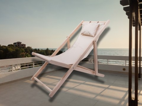Leżak drewniany leżaki plażowy składany ogrodowy poduszka fotel na plażę Leżak drewniany leżaki plażowy składany ogrodowy poduszka fotel na plażę