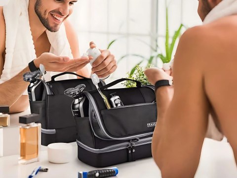 Kosmetyczka podróżna ogranizer z haczykiem duża unisex wodoodporna czarna Kosmetyczka podróżna ogranizer z haczykiem duża unisex wodoodporna czarna