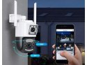 Kamera z dwoma obiektywami wifi zewnętrzna obrotowa detektor ruchu ip 4g