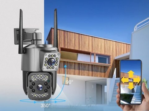 Kamera z dwoma obiektywami wifi zewnętrzna obrotowa detektor ruchu ip 4g Kamera z dwoma obiektywami wifi zewnętrzna obrotowa detektor ruchu ip 4g