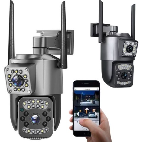Kamera z dwoma obiektywami wifi zewnętrzna obrotowa wifi detektor ruchu ip