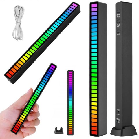 LAMPKA LED USB NA BIURKO REAKCJA NA DŹWIĘK MULTIKOLOR NEON RGB AKUMULATOR LAMPKA LED USB NA BIURKO REAKCJA NA DŹWIĘK MULTIKOLOR NEON RGB AKUMULATOR