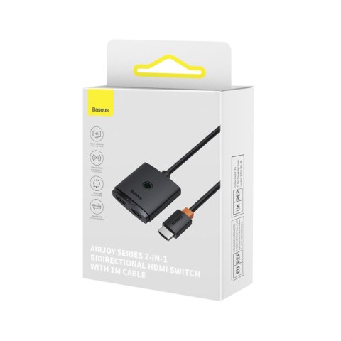 2W1 ADAPTER ROZDZIELACZ HDMI 4K 60HZ DWUKIERUNKOWY AIRJOY 1M CZARNY 2W1 ADAPTER ROZDZIELACZ HDMI 4K 60HZ DWUKIERUNKOWY AIRJOY 1M CZARNY